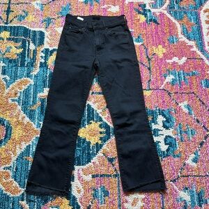 MOTHER Denim Insider Crop Step Fray Black Jeans